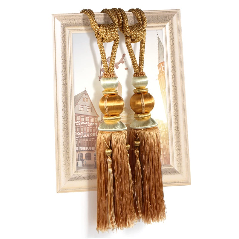 yawpnan Paired Lantern Single Hanging Ball Tassels Curtains Buckle Sling Binding Lantern Tiebacks Handcrafted Braided Buckle Drapery Curtain Holdbacks Window Treatments for Home 2 Pack - Image 2